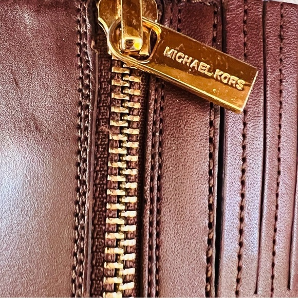 MICHAEL KORS FULTON HARNESS GOLD MK LOGO MOCHA BROWN TALL RIDING BOOTS SIZE 8 - Picture 11 of 12